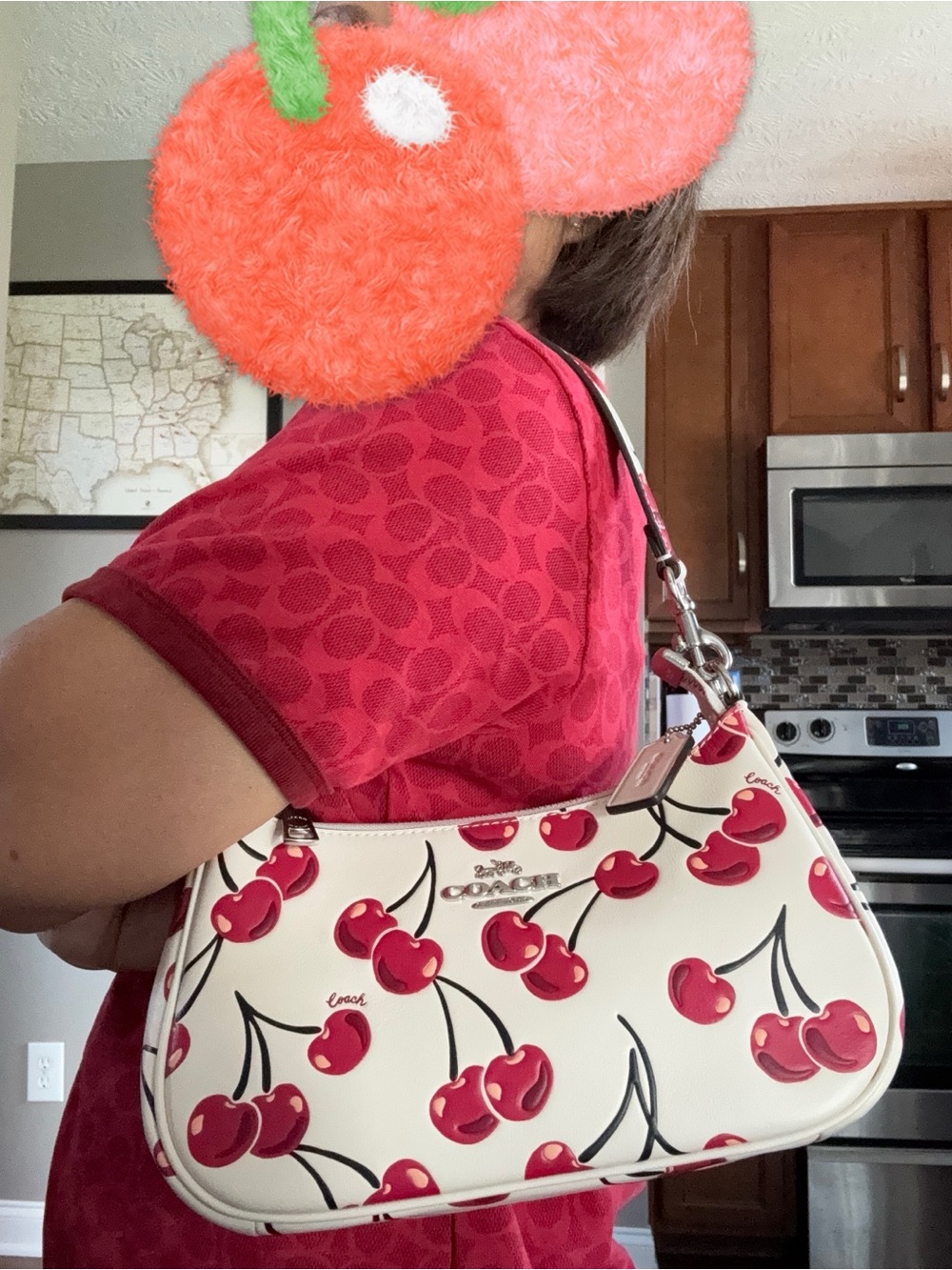 πCoachTeri Shoulder Bag With Cherry Print #CZ774π LIKE NEWπ - Picture 17 of 17